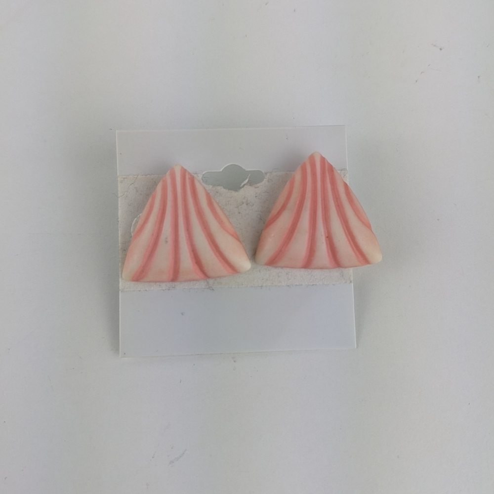 Pink and White Triangle Earrings
